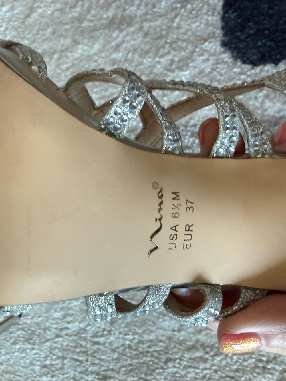 Nina Silver Crystal Strappy High Heels - Picture 5 of 6